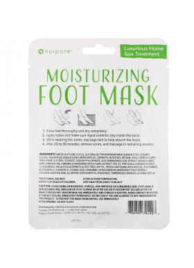 Nu-Pore, Moisturizing Foot Mask, 1 Pair