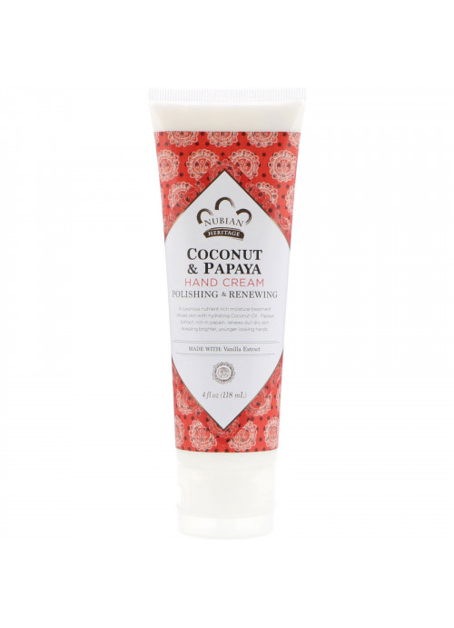 Nubian Heritage, Hand Cream, Coconut & Papaya, 4 fl oz (118 ml)