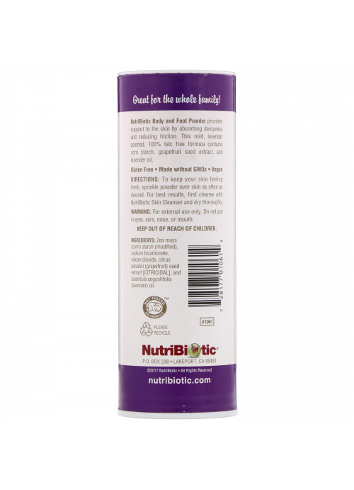 NutriBiotic, Body & Foot Powder with Grapefruit Seed Extract & Lavender Oil, Lavender, 4 oz (113 g)