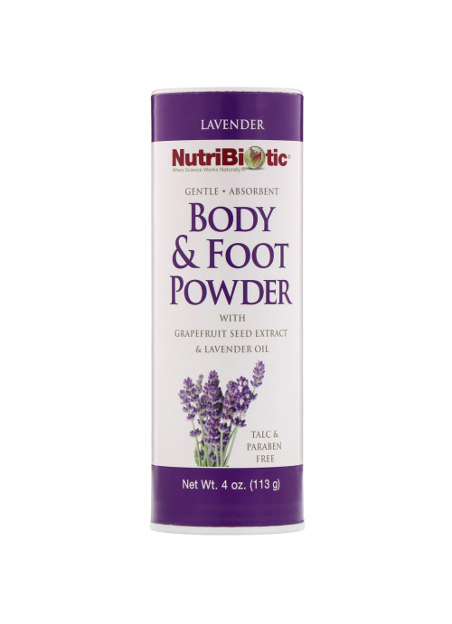 NutriBiotic, Body & Foot Powder with Grapefruit Seed Extract & Lavender Oil, Lavender, 4 oz (113 g)