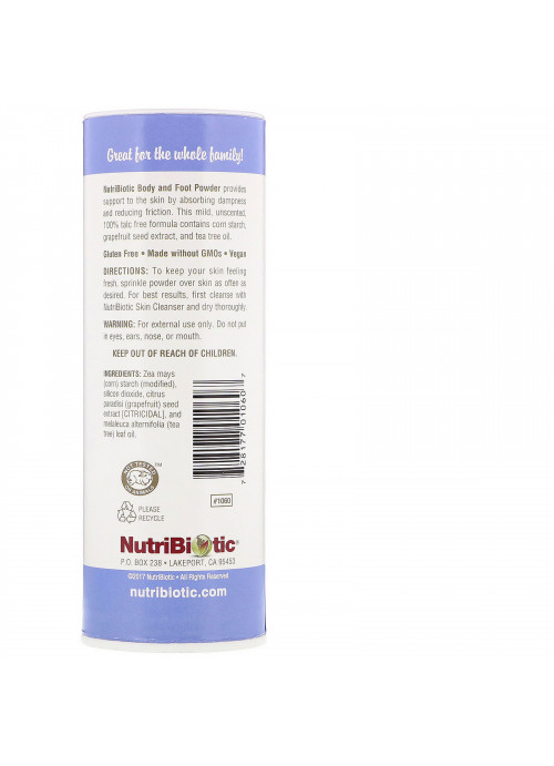 NutriBiotic, Body & Foot Powder with Grapefruit Seed Extract & Tea Tree Oil, Unscented, 4 oz (113 g)