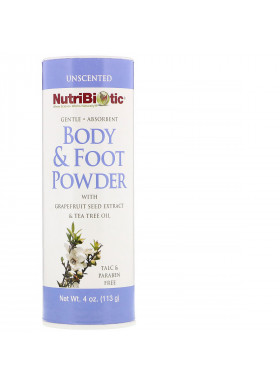 NutriBiotic, Body & Foot Powder with Grapefruit Seed Extract & Tea Tree Oil, Unscented, 4 oz (113 g)