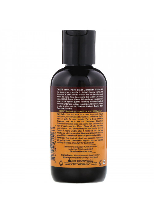 Okay Pure Naturals, 100% Pure Black Jamaican Castor Oil, 4 oz (118 ml)