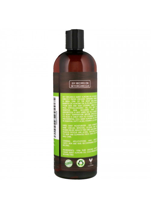 Sky Organics, 100% Pure Organic, Sweet Almond Oil, 16 fl oz (473 ml)