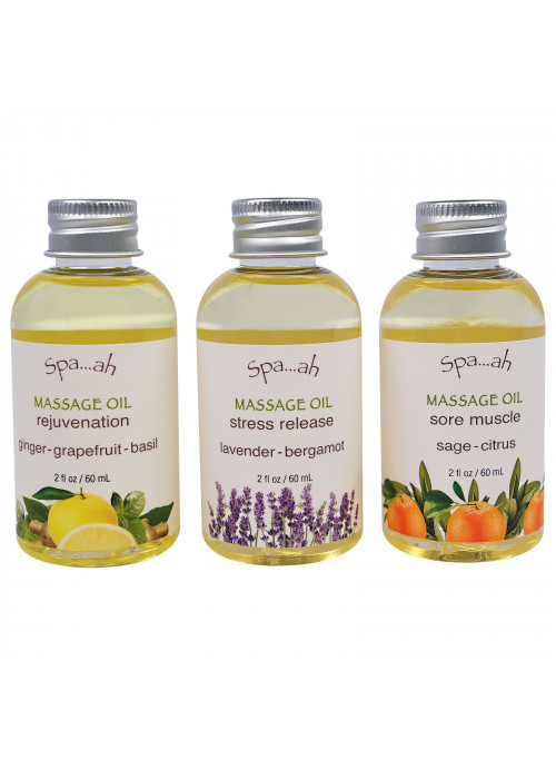Smith & Vandiver, Spa...ah, Massage Oils Sampler, 3 Piece Set, 2 fl oz (60 ml) Each