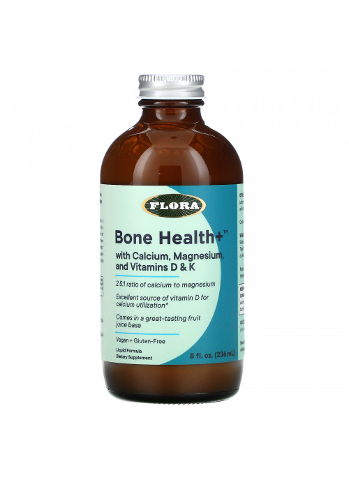 Flora, Bone Health+ with Calcium, Magnesium, and Vitamins D & K, Liquid, 8 fl oz (236 ml)