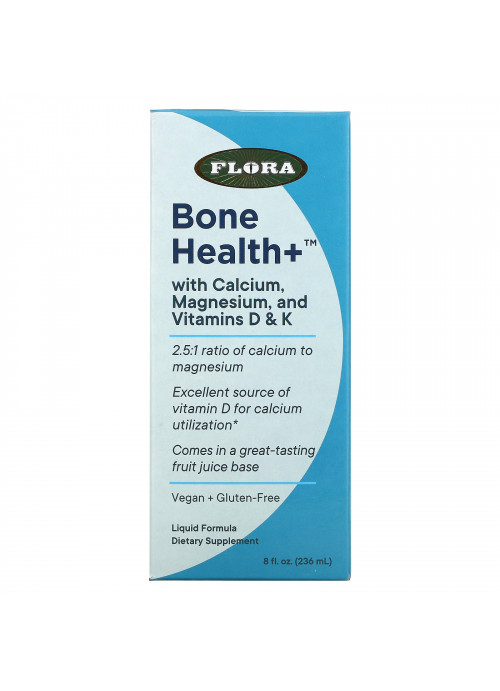 Flora, Bone Health+ with Calcium, Magnesium, and Vitamins D & K, Liquid, 8 fl oz (236 ml)