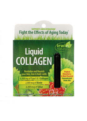 Irwin Naturals, Liquid Collagen, Tropical Strawberry & Kiwi, 10 Liquid-Tubes, 10 ml Each