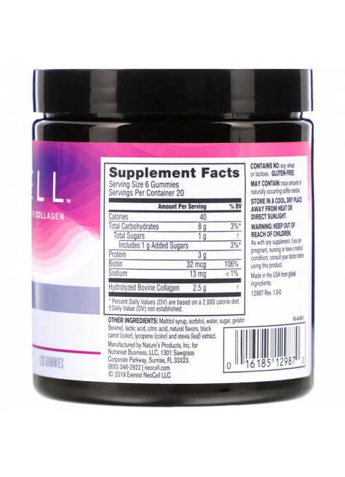 Neocell, Gummy Glow, Collagen Type 1 & 3 + Biotin, Berry, 120 Gummies