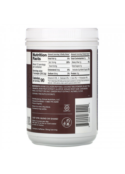 Primal Kitchen, Collagen Keto Latte, Chai Tea, 8.55 oz (242.4 g)