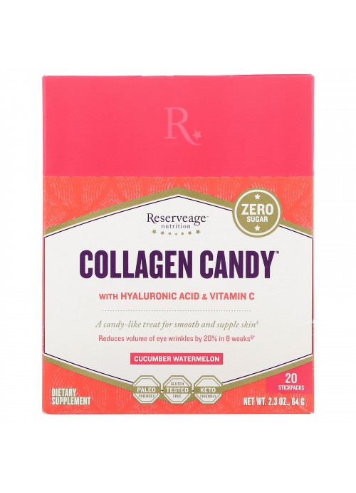 ReserveAge Nutrition, Collagen Candy, Cucumber Watermelon, 20 Stickpacks, 2.3 oz (64 g)