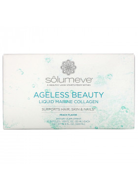 Solumeve, Ageless Beauty, Liquid Marine Collagen, Peach Flavor, 10 Bottles, 1.69 fl oz (50 ml) Each