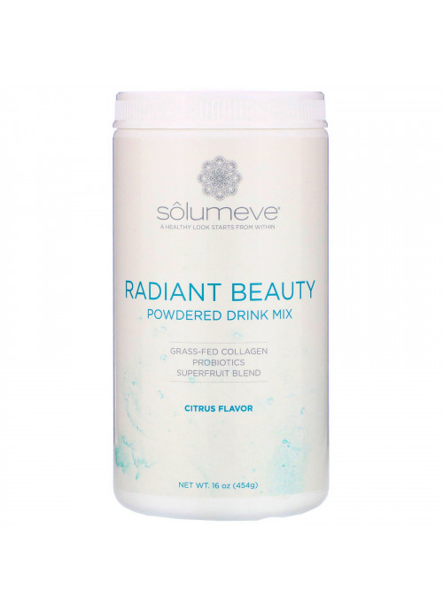 Solumeve, Radiant Beauty, Grass-Fed Collagen, Probiotics & Superfruits Powdered Drink Mix, Citrus, 16 oz (454 g)