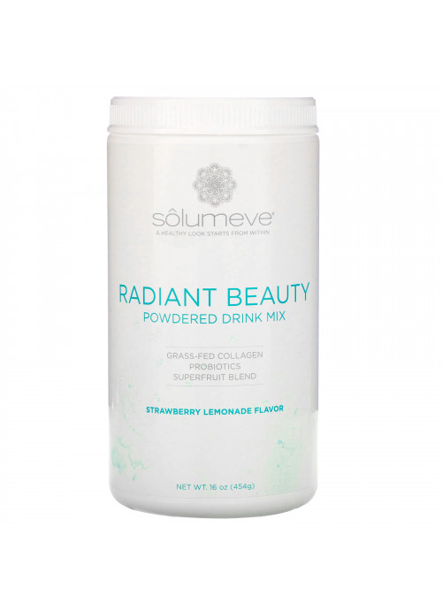Solumeve, Radiant Beauty, Grass-Fed Collagen, Probiotics & Superfruits Powdered Drink Mix, Strawberry Lemonade, 16 oz (454 g)
