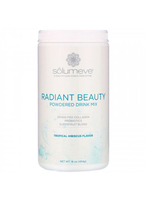Solumeve, Radiant Beauty, Grass-Fed Collagen, Probiotics & Superfruits Powdered Drink Mix, Tropical Hibiscus, 16 oz (454 g)