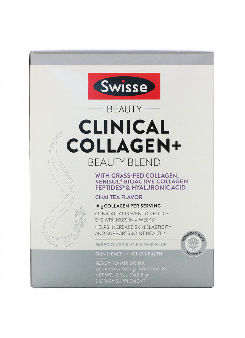 Swisse, Clinical Collagen+ Beauty Blend, Chai Tea Flavor, 30 Stick Packs, 0.40 oz (11.5 g) Each