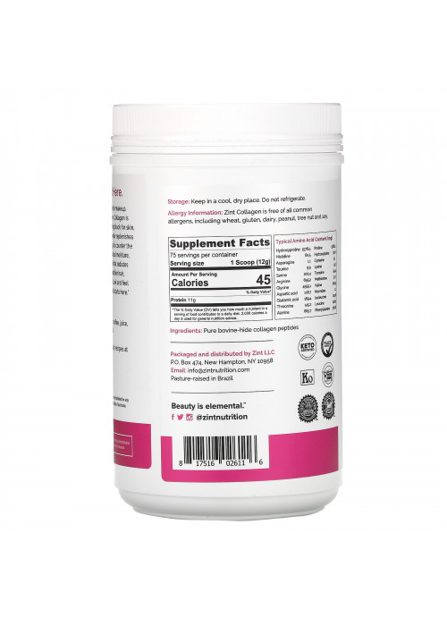 Zint, Pure Grass-Fed Collagen, Hydrolyzed Collagen Peptides, 2 lbs  (907 g)