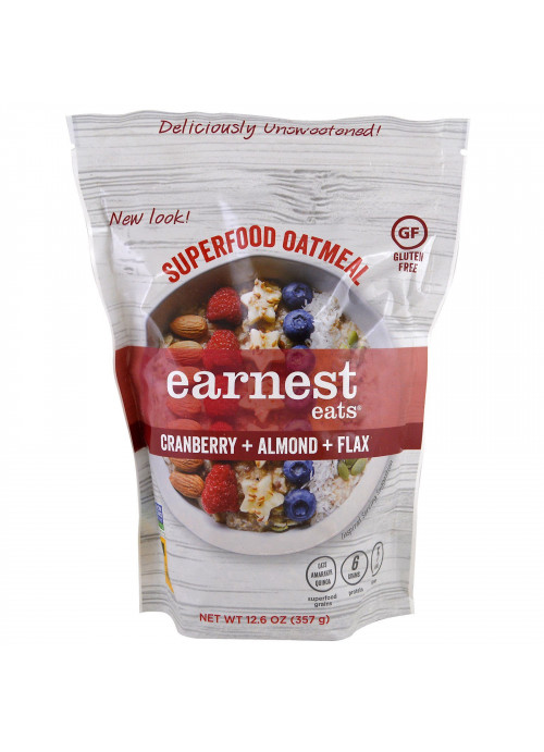 Earnest Eats, Superfood Oatmeal, Cranberry + Almond + Flax, 12.6 oz (357 g)