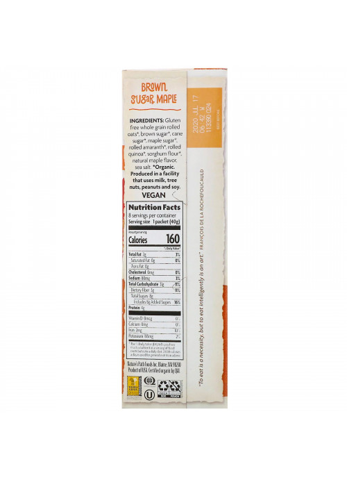 Nature's Path, Organic Instant Oatmeal, Brown Sugar Maple, 8 Packets, 11.3 oz (320 g)