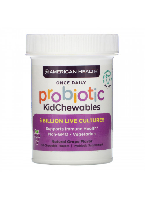 American Health, Probiotic KidChewables, Natural Grape Flavor, 5 Billion Live Culture, 30 Chewable Tablets