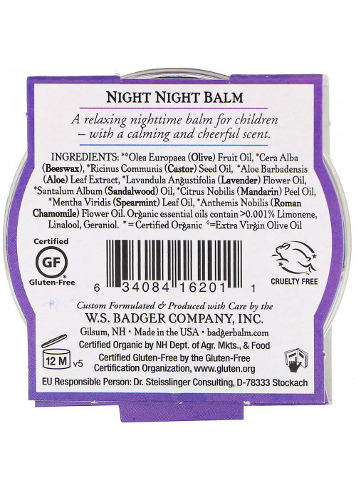 Badger Company, Organic, Night-Night Balm, Lavender & Chamomile, .75 oz (21 g)