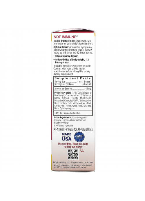 Bioray, Kids, Immune Support & Toxin Remover, Blueberry, 2 fl oz (60 ml)