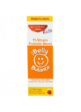 Bioray, Kids, NDF Belly Balance, 11-Strain Probiotic Blend, Berry Flavor, 2 fl oz (60ml)