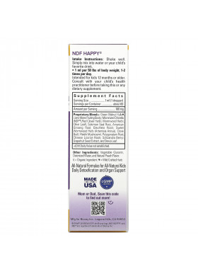 Bioray, NDF Happy, Removes Unwanted Organisms & Toxins, Kids, Peach Flavor, 2 fl oz. (60 ml)