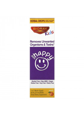 Bioray, NDF Happy, Removes Unwanted Organisms & Toxins, Kids, Peach Flavor, 2 fl oz. (60 ml)