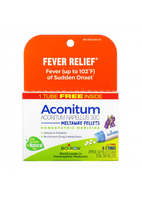 Boiron, Aconitum, Fever Relief, Meltaway Pellets, 30C, 3 Tubes, 80 Pellets Each