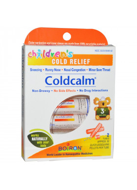 Boiron, Coldcalm, Children's Cold Relief, 3+ and Older, 2 Tubes, Approx 80 Quick Disolving Pellets Each