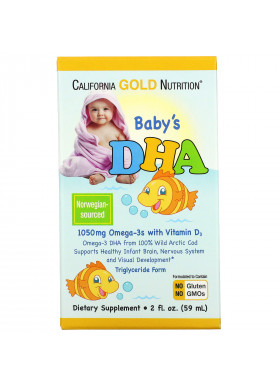 California Gold Nutrition, Baby's DHA, Omega-3s with Vitamin D3, 1050 mg, 2 fl oz (59 ml)