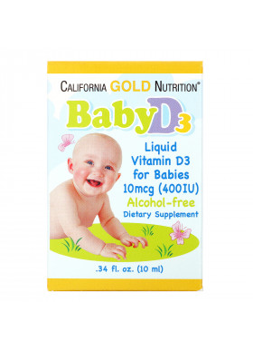 California Gold Nutrition, Baby Vitamin D3 Drops, 400 IU, .34 fl oz (10 ml)