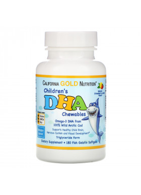 California Gold Nutrition, Children's DHA Chewables, 100% Wild Arctic Cod, Strawberry-Lemon Flavor, 180 Fish Gelatin Softgels