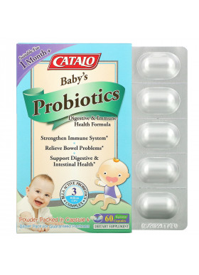 Catalo Naturals, Baby's Probiotics, Digestive & Immune Health Formula, 1 Month+, 3 Billion CFU, 60 Vegetarian Capsules