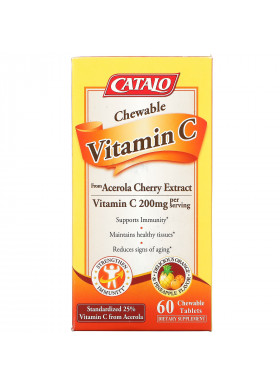 Catalo Naturals, Chewable Vitamin C, Orange Pineapple, 200 mg, 60 Chewable Tablets