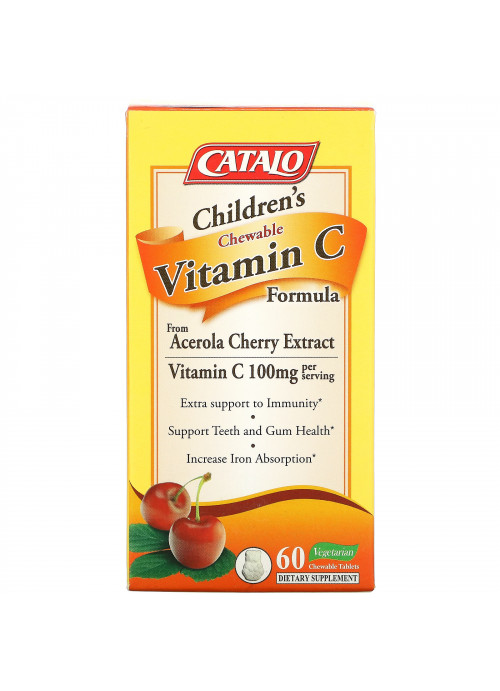 Catalo Naturals, Children's Chewable Vitamin C Formula, 100 mg, 60 Vegetarian Chewable Tablets