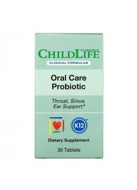 Childlife Clinicals, Oral Care Probiotic, Natural Strawberry, 30 Tablets