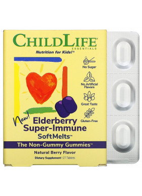 ChildLife, Elderberry Super-Immune SoftMelts, Natural Berry Flavor, 27 Tablets