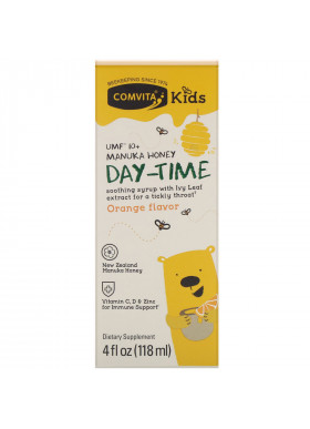 Comvita, Comvita Kids, Day-Time Soothing Syrup with Ivy Leaf, UMF 10+ Manuka Honey, Orange Flavor, 4 fl oz (118 ml)