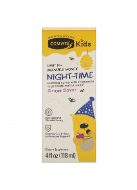 Comvita, Comvita Kids, Night-Time Soothing Syrup with Chamomile, UMF 10+ Manuka Honey, Grape Flavor, 4 fl oz (118 ml)