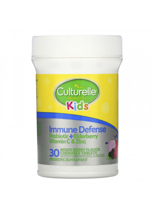 Culturelle, Kids, Probiotics, Immune Defense, Mixed Berry Flavor, 30 Chewable Tablets