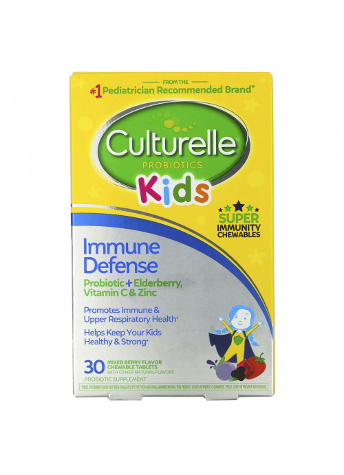 Culturelle, Kids, Probiotics, Immune Defense, Mixed Berry Flavor, 30 Chewable Tablets