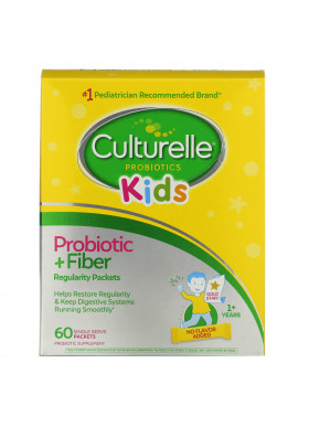 Culturelle, Kids, Regularity Probiotic + Fiber, 1+ Years, Unflavored, 60 Single Serve Packets