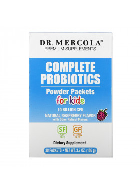 Dr. Mercola, Complete Probiotics Powder Packets for Kids, Natural Raspberry , 10 Billion CFU, 30 Packets, 0.12 oz (3.5 g) Each