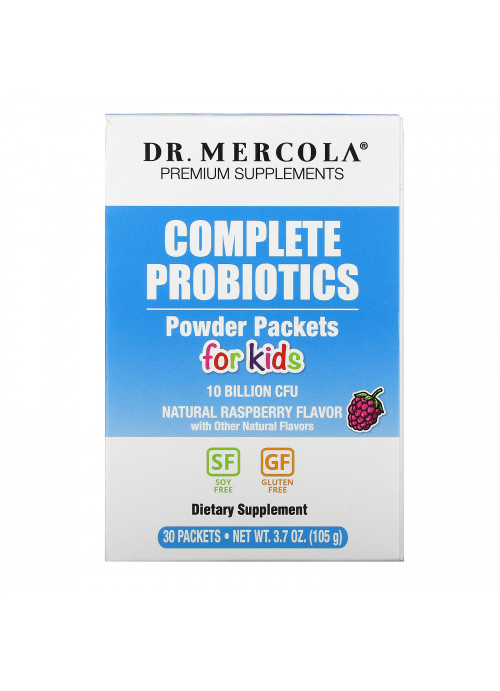Dr. Mercola, Complete Probiotics Powder Packets for Kids, Natural Raspberry , 10 Billion CFU, 30 Packets, 0.12 oz (3.5 g) Each