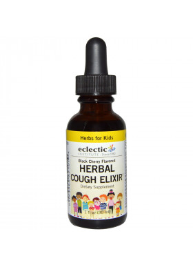 Eclectic Institute, Herbs For Kids, Herbal Cough Elixir, Black Cherry Flavored, 1 fl oz (30 ml)