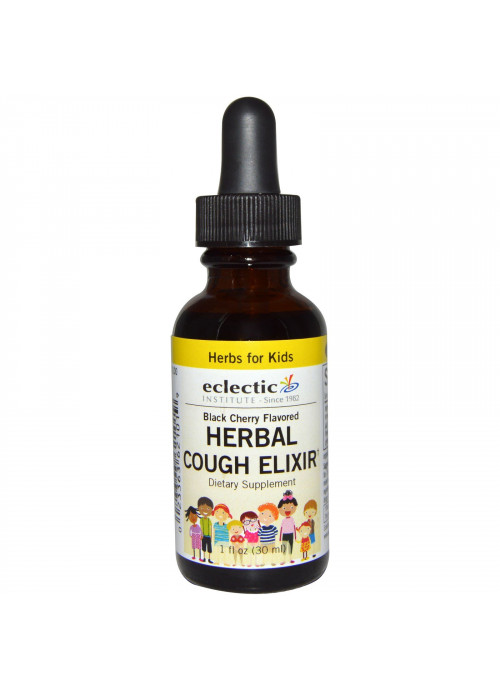 Eclectic Institute, Herbs For Kids, Herbal Cough Elixir, Black Cherry Flavored, 1 fl oz (30 ml)