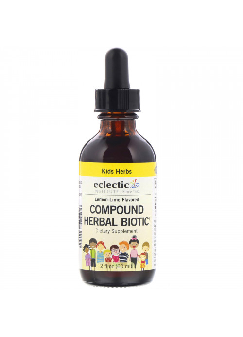 Eclectic Institute, Kids Herbs, Compound Herbal Biotic, Lemon-Lime Flavored,  2 fl oz (60 ml)