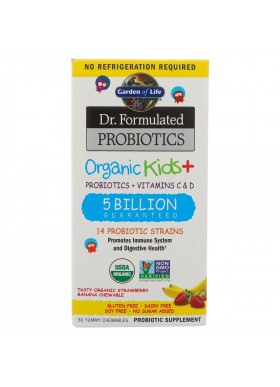 Garden of Life, Dr. Formulated Probiotics, Organic Kids +, Tasty Organic Strawberry Banana, 30 Yummy Chewables